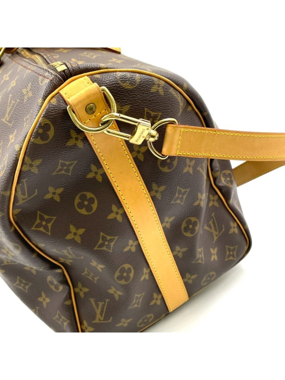 Louis Vuitton Keepall Bandouliere 50 Monogram Leather Brown Boston Bag Gold - Picture 9 of 15